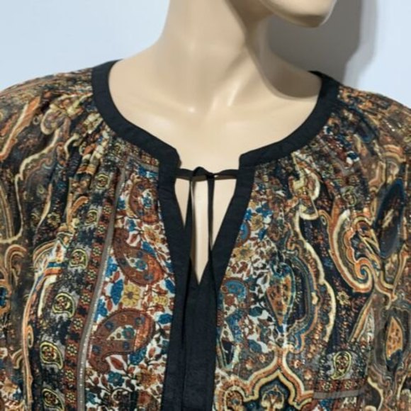 Anthropologie Meadow Rue Blouse Size XS Black Metallic Gold Shimmer Marya Blouse - Picture 5 of 10